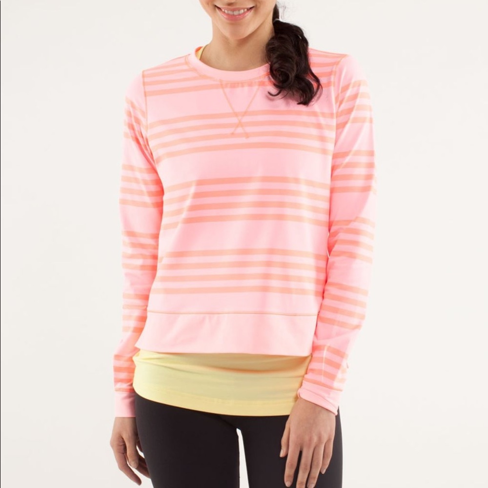 Lululemon Run warm up crew striped sz 6